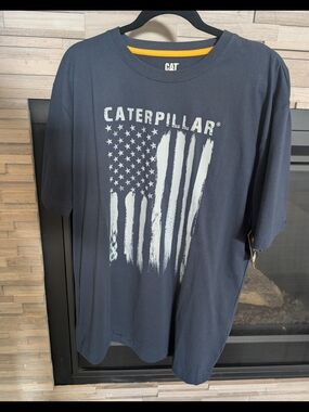 Caterpillar Navy Tee with Yellow Trim Brand New Size Large